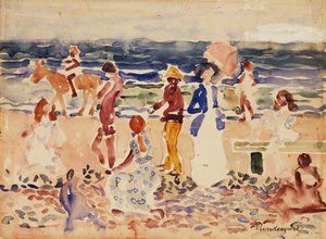 Rannalla, n. 1920-23 tekijältä Maurice Brazil Prendergast