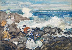 Kiviä, aaltoja ja hahmoja tekijältä Maurice Brazil Prendergast