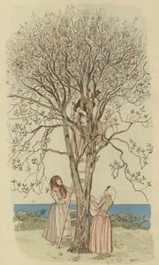 Appelsiinien poimiminen Välimerellä (väri litho) tekijältä Maurice Charles Mathieu Bonvoisin
