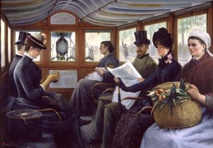 matkustajia bussissa Pariisissa tekijältä Maurice Delondre