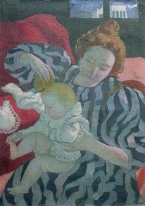 Äiti pesemässä lastaan, 1895 tekijältä Maurice Denis