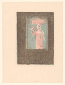 Nuori tyttö kukkien kanssa ikkunan edessä tekijältä Maurice Denis