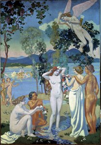 Psychen tarina (Paneeli 1: Eros iski Psychen kauneudesta). Maurice Denisin (1870-1943) maalaus tekijältä Maurice Denis