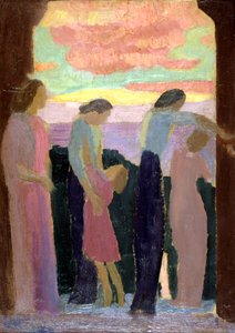 Marthe Denis ja lapset parvekkeella, 1900-1940 tekijältä Maurice Denis