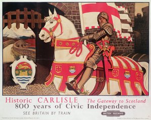 British Rail -juliste, joka mainostaa Historic Carlisle, Gateway to Scotland, 1924