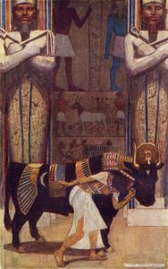 Tyttövaimo ja Bata-härkä talonpojasta, josta tuli kuningas, kuvitus Donald A. Mackenzien teoksesta "Egyptin myytti ja legenda", julkaistu vuonna 1907
