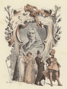 Alain-Rene Lesage, muotokuva (väri litho) tekijältä Maurice Leloir