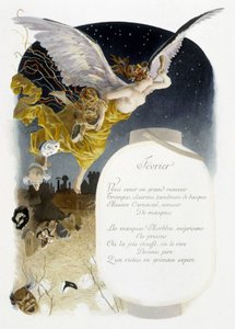 Helmikuu "" Kuukauden laulu"", kirjoittanut Jérôme Doucet, kuvitus - Maurice Leloir, toim. Reims 1904. L. Michaud tekijältä Maurice Leloir