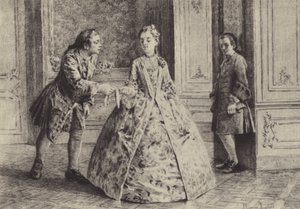 Kuvitus kirjaan III Jean-Jacques Rousseaun tunnustuksista (kaiverrus) tekijältä Maurice Leloir