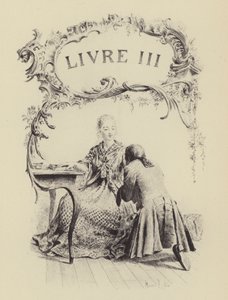 Kuvitus kirjaan III Jean-Jacques Rousseaun tunnustuksista (kaiverrus) tekijältä Maurice Leloir