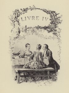 Kuvitus kirjaan IV Jean-Jacques Rousseaun tunnustukset (kaiverrus) tekijältä Maurice Leloir