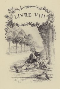 Kuvitus kirjaan VIII Jean-Jacques Rousseaun tunnustukset (kaiverrus) tekijältä Maurice Leloir