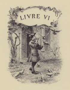 Kuvitus kirjaan VI Jean-Jacques Rousseaun tunnustuksista (kaiverrus) tekijältä Maurice Leloir