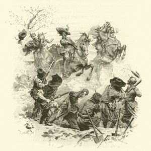 Kuvitus kolmelle muskettisoturille (kaiverrus)