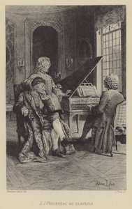 Jean-Jacques Rousseau cembalossa (syväpaino) tekijältä Maurice Leloir