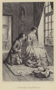 Jean-Jacques Rousseau Madame Basilen talossa (syväpaino) tekijältä Maurice Leloir