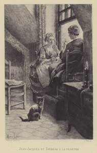 Jean-Jacques ja Therese ikkunalla (syväpaino) tekijältä Maurice Leloir