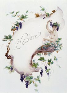 Lokakuun "" Kuukauden laulu"", kirjoittanut Jérôme Doucet, kuvitus - Maurice Leloir, toim. Reims 1904. L. Michaud tekijältä Maurice Leloir