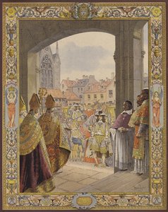 Kuningas Ludvig XIV:n enemmistön julistaminen, saapuminen Sainte-Chapelleen