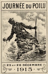 Ranskan ensimmäisen maailmansodan propagandajuliste "Hairy Day". 25. ja 26. joulukuuta 1915", julkaisu 1915 (väri litho)