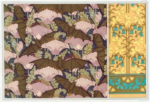 Mallit seinävaatetukseen Bats and Poppies -pubin kanssa. 1897. tekijältä Maurice Pillard Verneuil