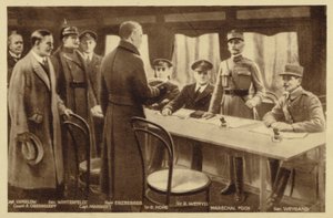 Kokoontuminen aseleposopimuksen allekirjoittamista varten (litografia) tekijältä Maurice Pillard Verneuil