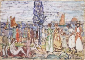 Ranta ja sininen puu tekijältä Maurice Prendergast