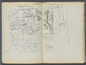 Luonnoskirja- The Granite Shore Hotel, Rockport, sivu 058  59: Talo ja aidattu puutarha. tekijältä Maurice Prendergast
