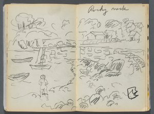 Luonnoskirja- The Granite Shore Hotel, Rockport, sivu 088  89: "Rocky Neck". tekijältä Maurice Prendergast