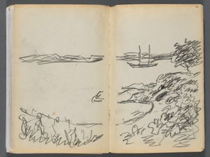 Luonnoskirja - Granite Shore Hotel, Rockport, sivu 180 ja 181: Rantaviiva tekijältä Maurice Prendergast