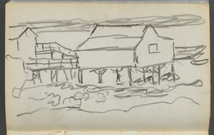 Luonnoslehti, The Dells, nro 127, sivu 014: House on a Dock tekijältä Maurice Prendergast
