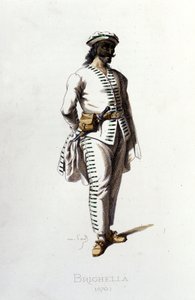 Brighellan hahmo vuonna 1570. Maurice Sand “” Naamiot ja naamiot”” Pariisi 1800-luku. (Maurice Sand oli George Sandin poika). tekijältä Maurice Sand