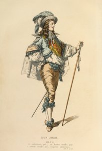 Puku Don Juanin roolia varten, noin 1868 (kaiverrus). tekijältä Maurice Sand