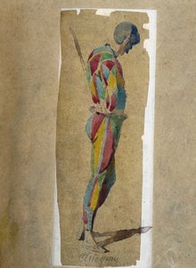 Harlequin, teoksesta "" Masques et bouffons" (italialainen komedia), teksti ja piirustukset Maurice Sand, kaiverrukset A. Manceau, esipuhe Georges Sand tekijältä Maurice Sand