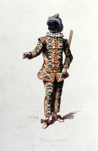 Harlekiini vuonna 1671. Maurice Sand "" Naamiot ja naamiot"" Pariisi 1800-luku. (Maurice Sand oli George Sandin poika). tekijältä Maurice Sand
