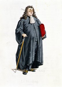 Le Notaire teoksessa ""Masques et bouffons"" (italialainen komedia), teksti ja piirustukset Maurice Sand, etsaukset A. Manceau, esipuhe Georges Sand, Paris, Michel Lévy Frères tekijältä Maurice Sand