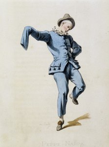 Peppe Nappa (Pierrot tai Peppe-Nappa) piirtää teoksesta "Masques et bouffons" (italialainen komedia), teksti ja piirustukset Maurice Sand, vedokset A. Manceau, esipuhe Georges Sand, Paris, Michel Lévy Frères tekijältä Maurice Sand