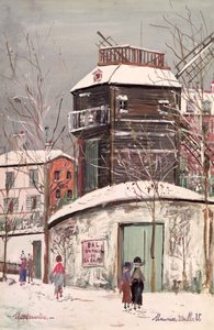Le Moulin de la Galette, n. 1933 (öljy kankaalle) tekijältä Maurice Utrillo