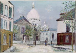 Place du Tertre ja Sacré-Coeur tekijältä Maurice Utrillo
