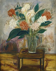 Vase of Flowers on a Table; Kukkavaasi pöydällä