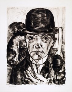 Omakuva keilahatulla. Max Bechmannin kaiverrus (1884-1950) tekijältä Max Beckmann