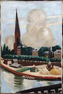 Mainin ranta ja kirkko tekijältä Max Beckmann