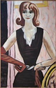 Muotokuva Quappista vaaleanpunaisella ja violetilla tekijältä Max Beckmann