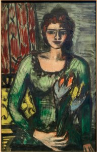 Muotokuva Quappista vihreässä puserossa tekijältä Max Beckmann