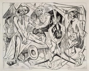 Yö (lehti 7 sarjasta "Helvetti") tekijältä Max Beckmann