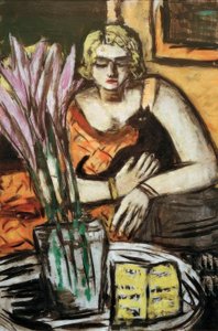 Nainen kissan kanssa tekijältä Max Beckmann