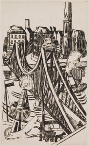 Suuri silta ("Eiserner Steg" Frankfurt am Mainissa) tekijältä Max Beckmann