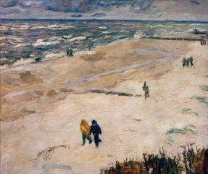Ihmiset töiden jälkeen meren rannalla (Wangeroogen rannalla) tekijältä Max Beckmann
