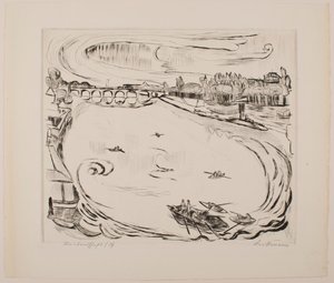 Main River Landscape, levy 6 portfoliosta "Faces" tekijältä Max Beckmann