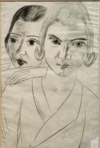 Pizchen ja Quappi - kaksoismuotokuva Marie-Louise von Motesiczkystä ja Mathilde von Kaulbachista tekijältä Max Beckmann